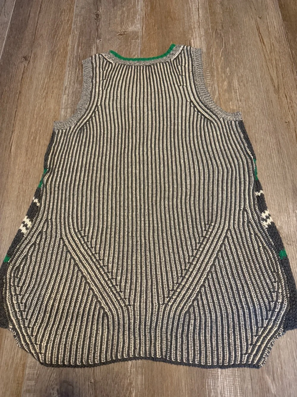 CAbi Striped Knit Sleeveless Pullover in Black, White & Green
